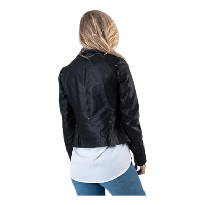 Gemma Faux Leather Biker Otw Black