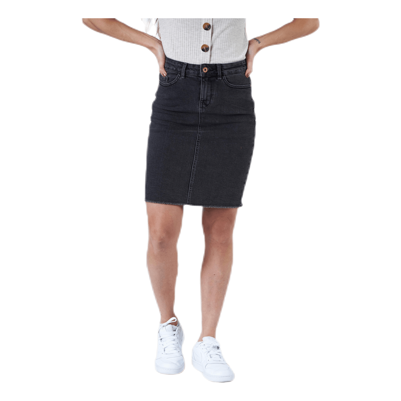 Eliza Reg Rawedge Dnm Skirt Grey