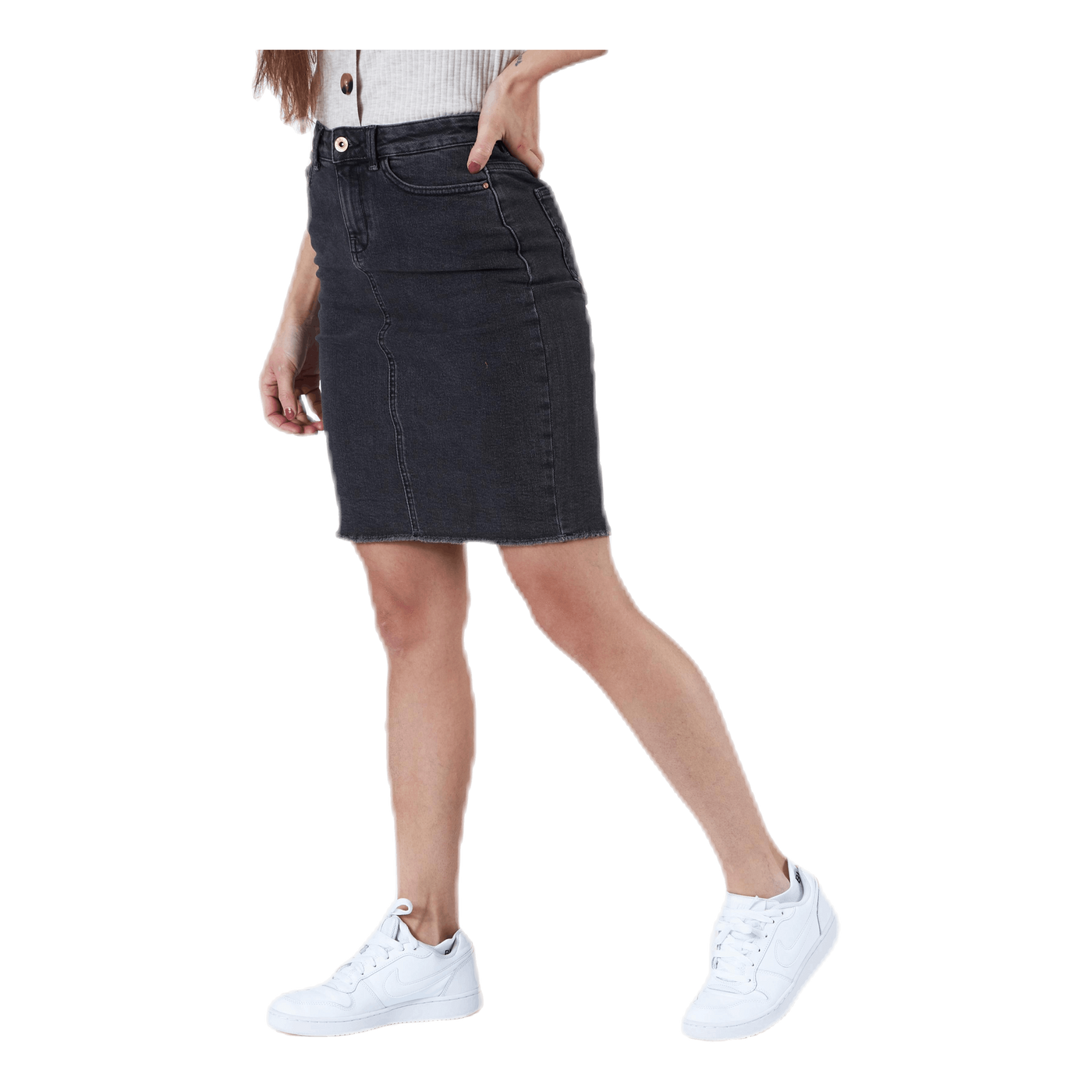 Eliza Reg Rawedge Dnm Skirt Grey