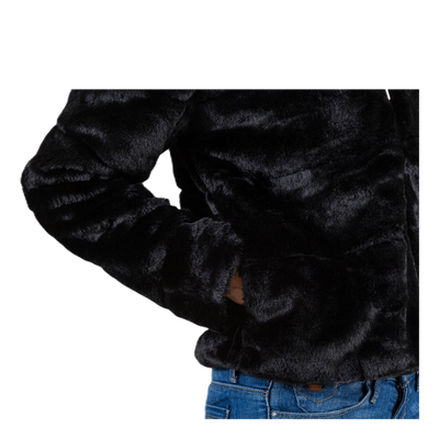 Chris Fur Hooded Jacket Otw Black