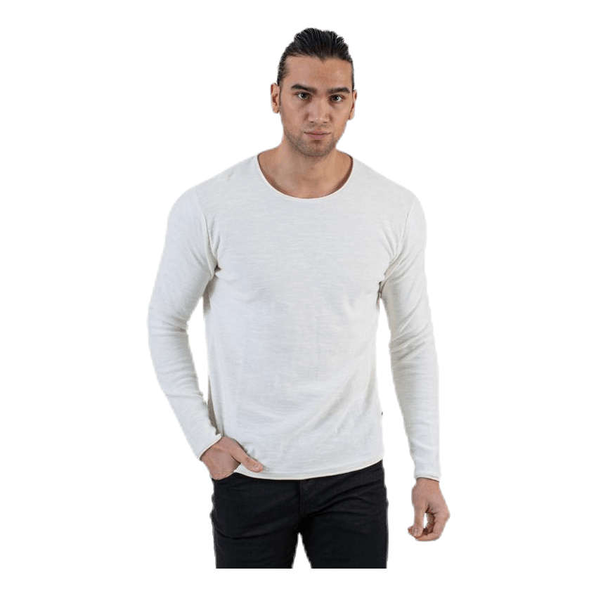 Slub Knit Crew Neck Sts White