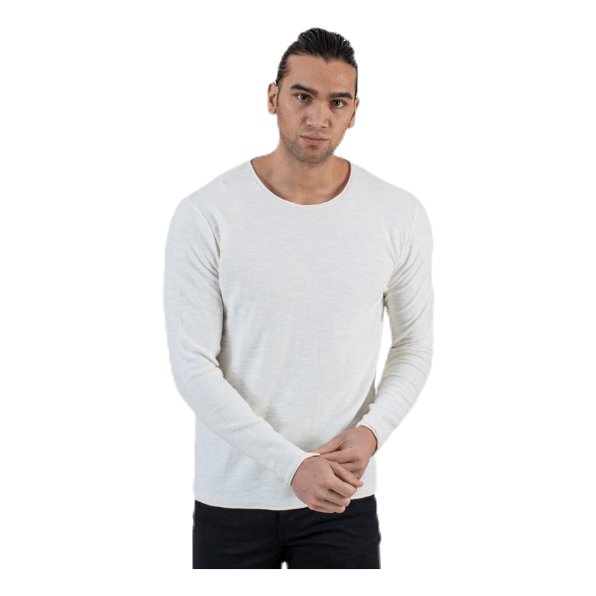 Slub Knit Crew Neck Sts White