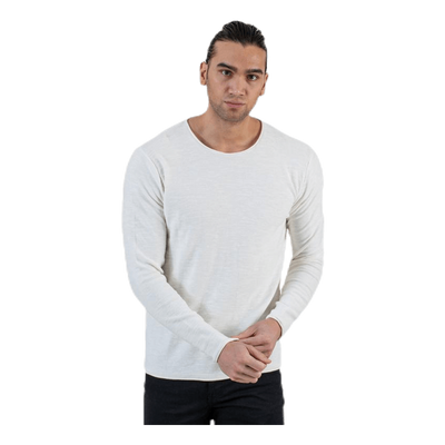 Slub Knit Crew Neck Sts White