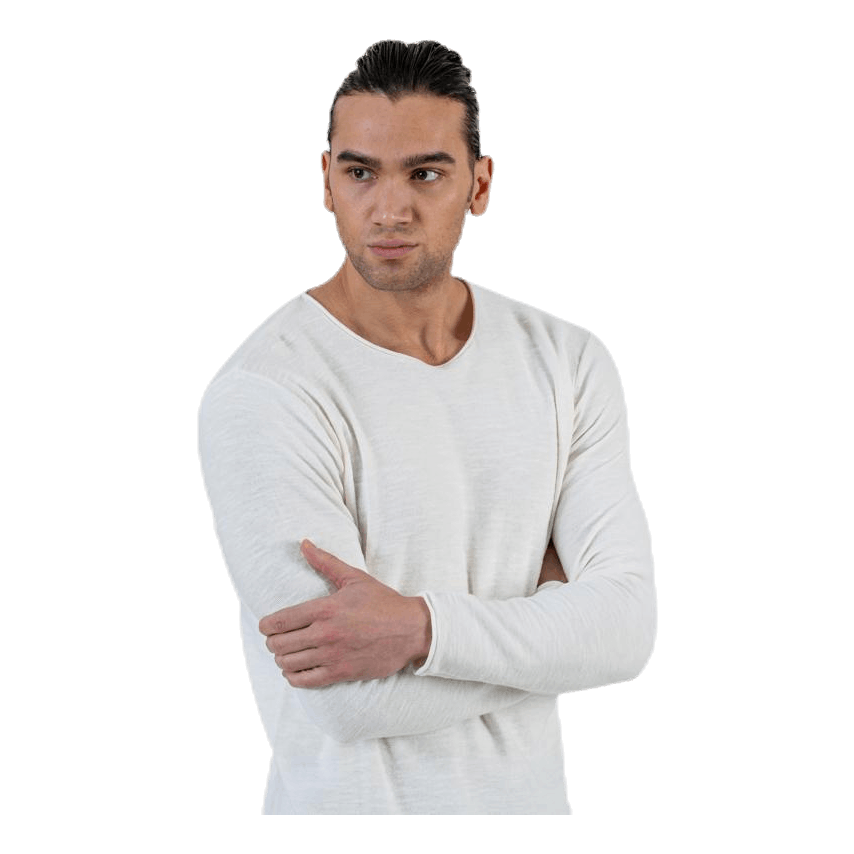 Slub Knit Crew Neck Sts White