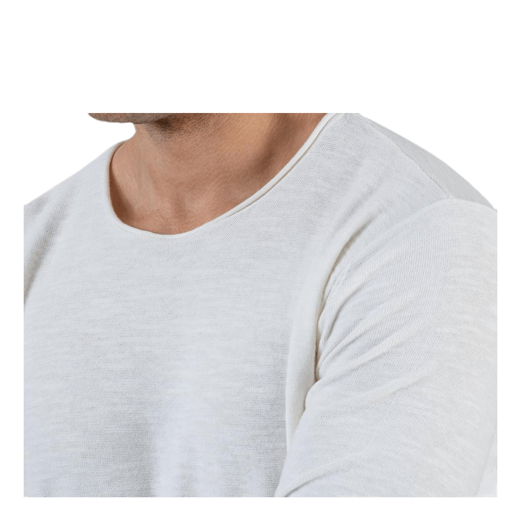 Slub Knit Crew Neck Sts White