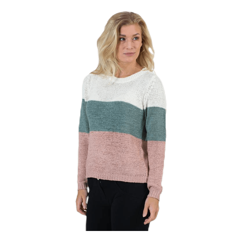 Geena L/S Block Pullover Knt White