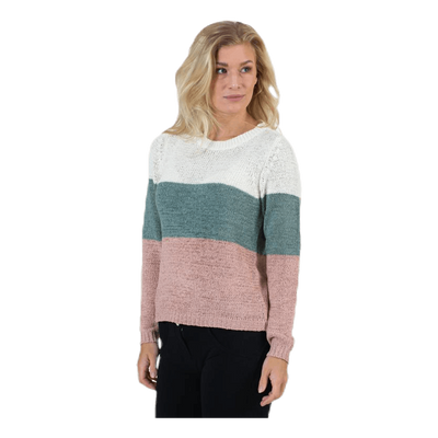 Geena L/S Block Pullover Knt White