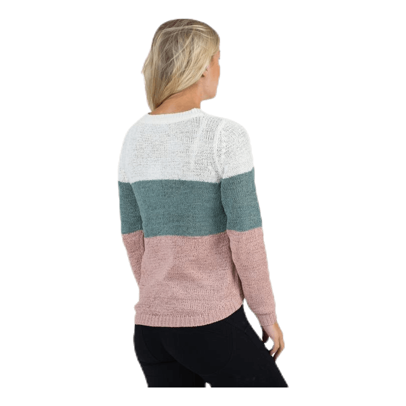 Geena L/S Block Pullover Knt White