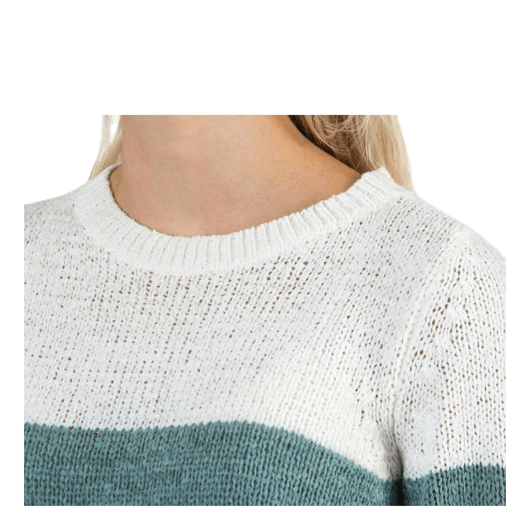 Geena L/S Block Pullover Knt White