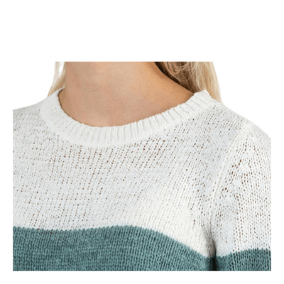 Geena L/S Block Pullover Knt White