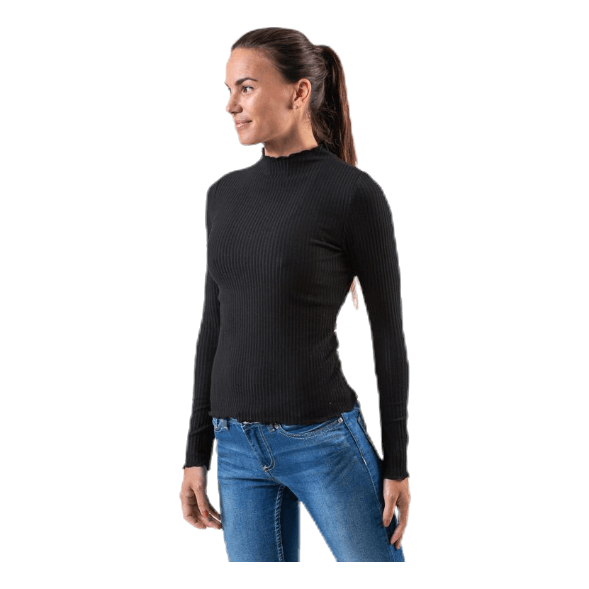 Emma L/S High Neck Top Jrs Black