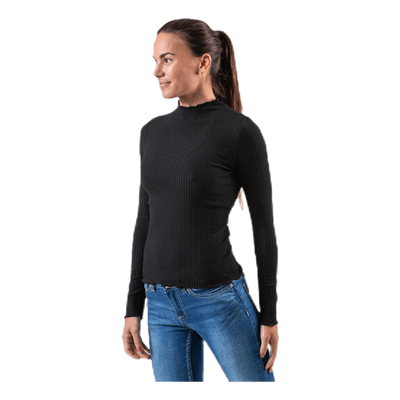 Emma L/S High Neck Top Jrs Black