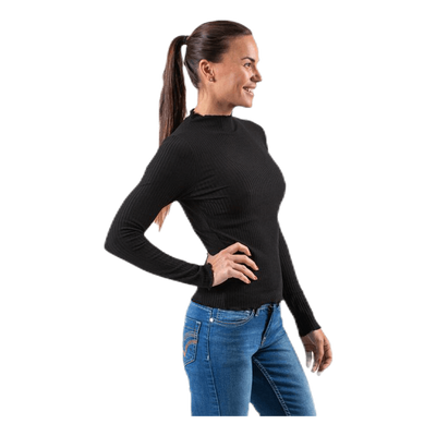 Emma L/S High Neck Top Jrs Black