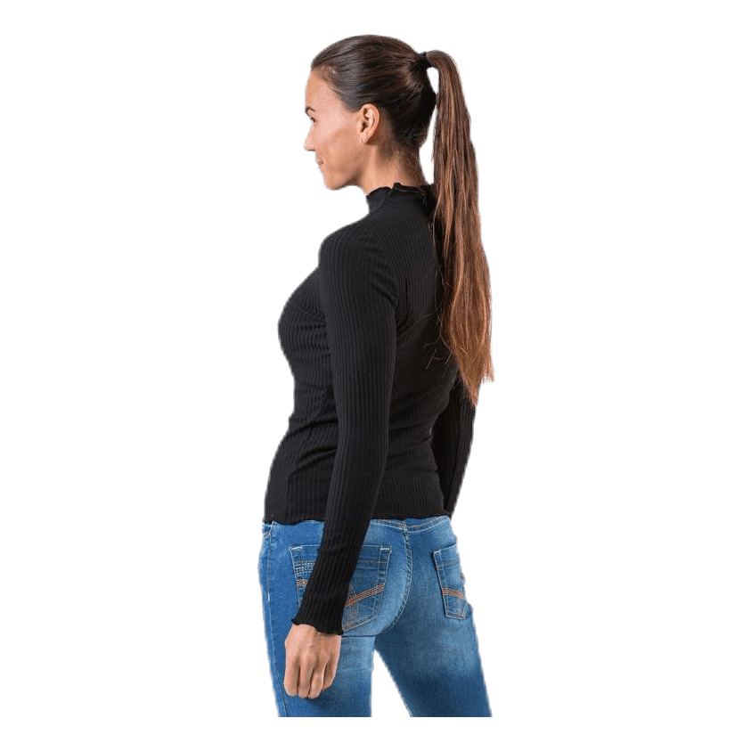 Emma L/S High Neck Top Jrs Black