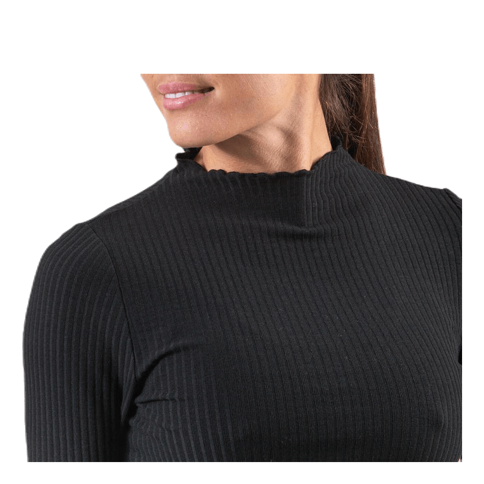 Emma L/S High Neck Top Jrs Black