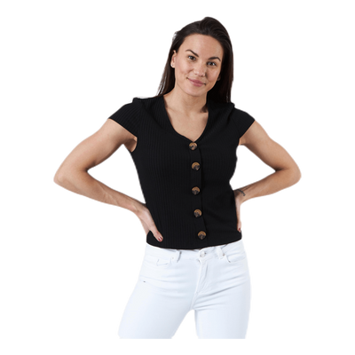 Nella S/S Button Top Black