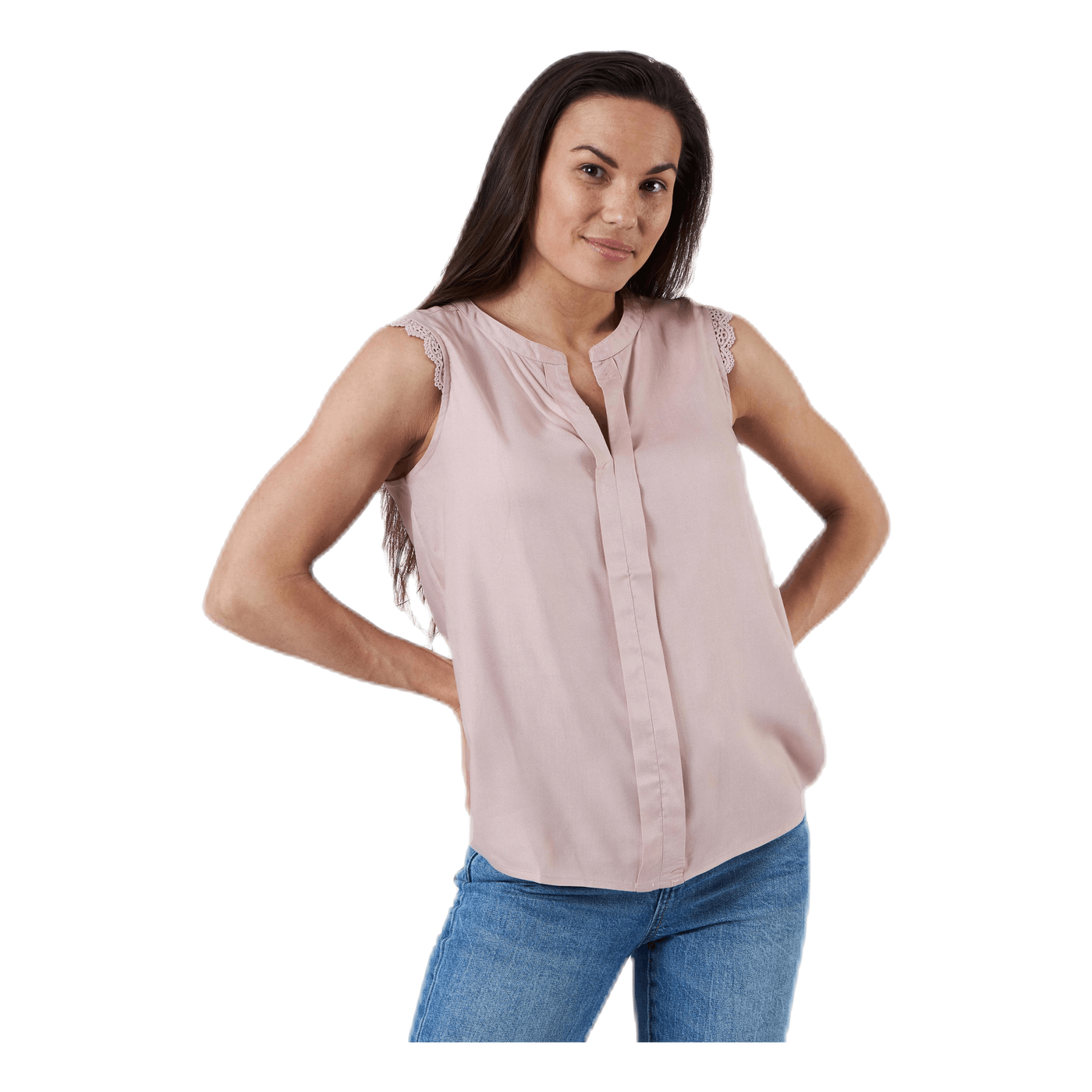 Kimmi S/L Top Wvn Pink