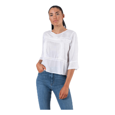 Anemone 3/4 Flaired Top White