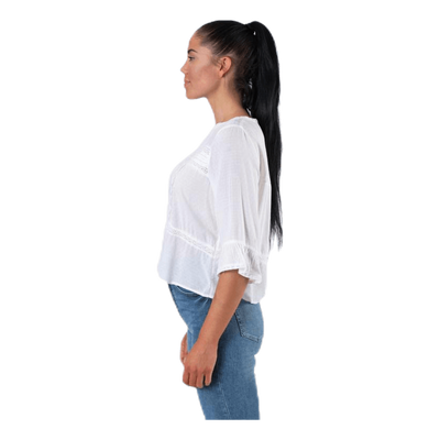 Anemone 3/4 Flaired Top White