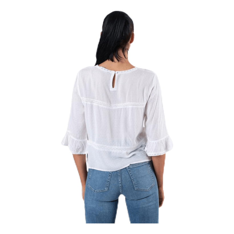 Anemone 3/4 Flaired Top White