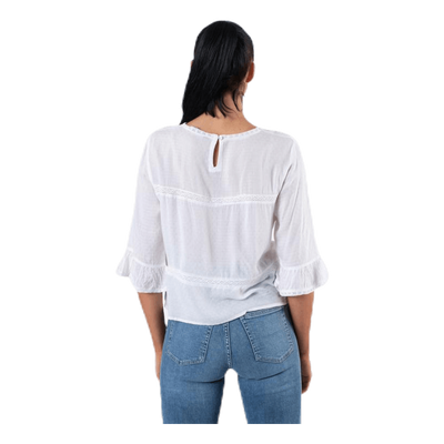 Anemone 3/4 Flaired Top White