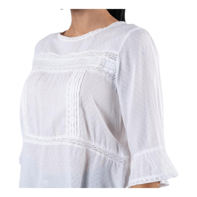 Anemone 3/4 Flaired Top White