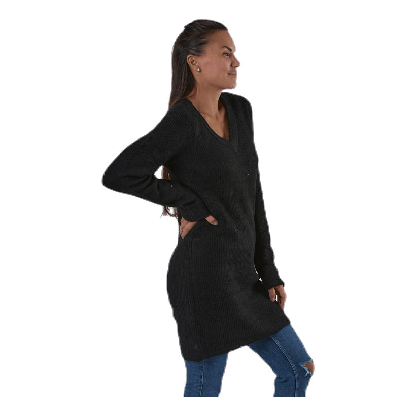 Ellen Ls V-Neck Knit Dress Black
