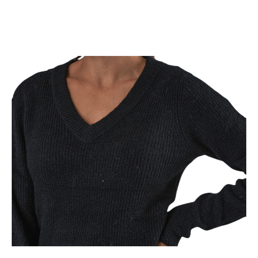 Ellen Ls V-Neck Knit Dress Black