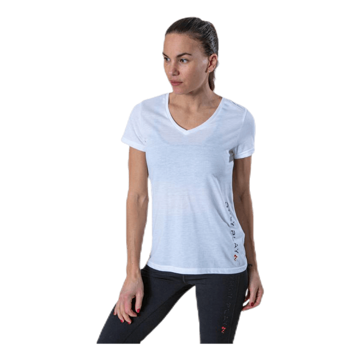 Performance Athl V-Neck Ss Tee White