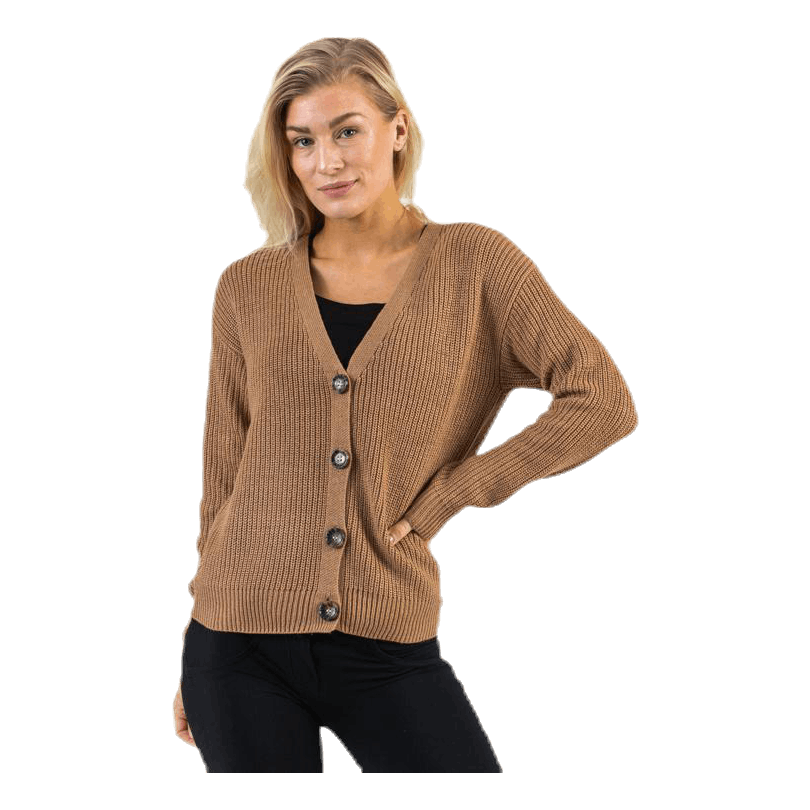 Karie Ls Knit Cardigan Beige