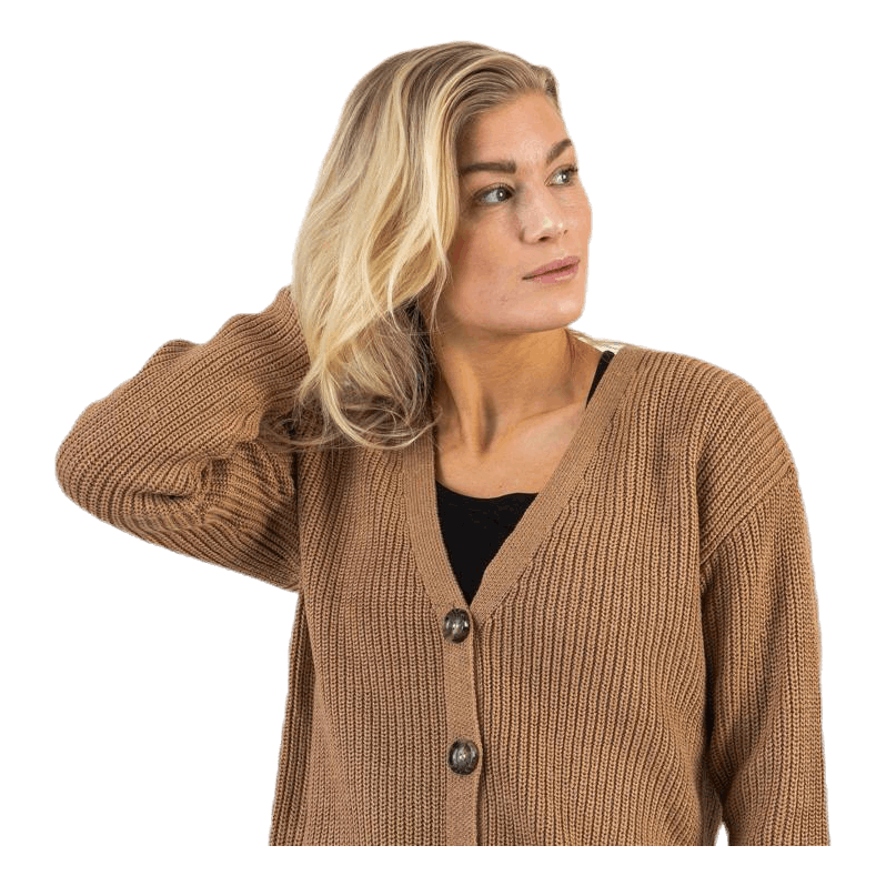 Karie Ls Knit Cardigan Beige