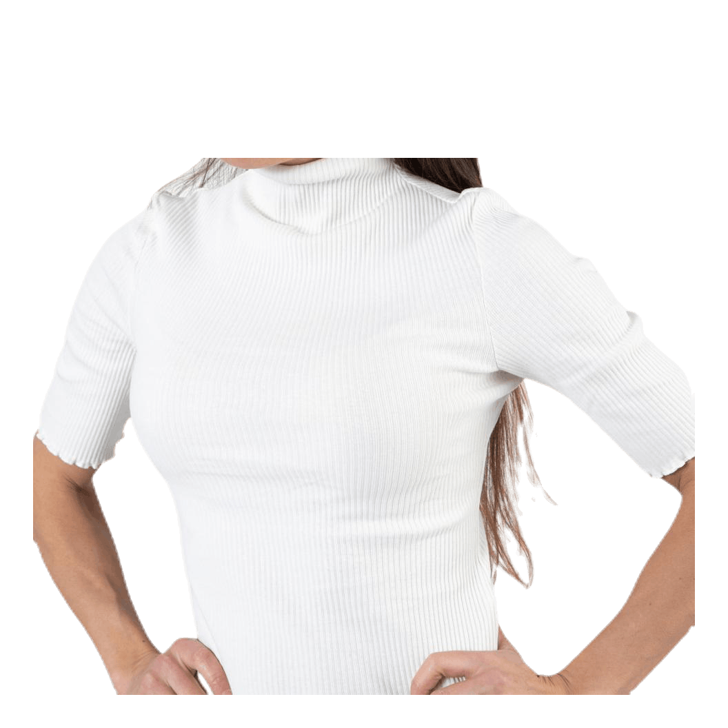Nukisa 2/4 Mock Neck Top Bc White