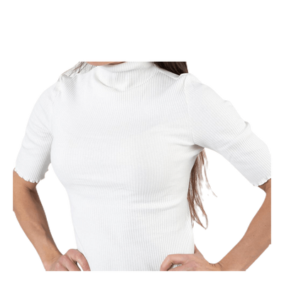 Nukisa 2/4 Mock Neck Top Bc White