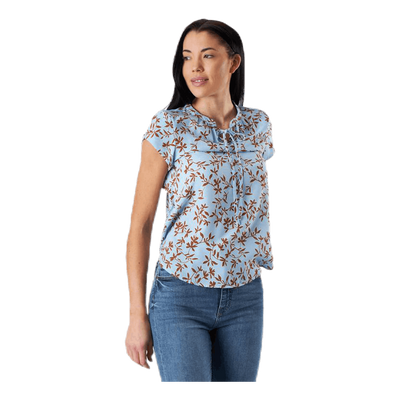 Alma Poly S/S Top Aop Blue
