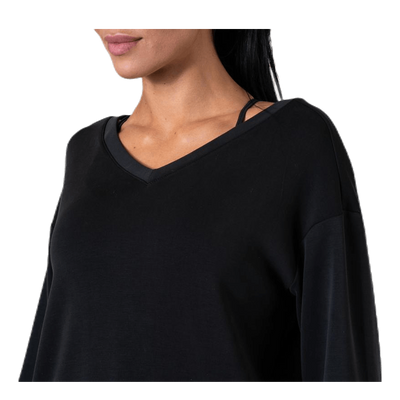 Gaia L/S V-Neck Top Swt Black