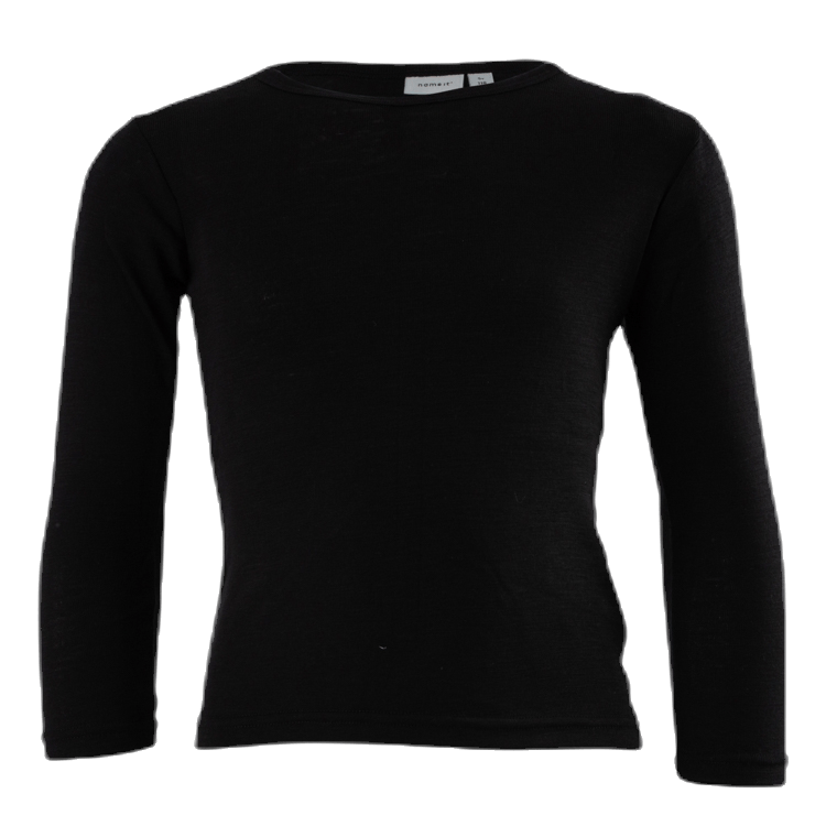 Wang Wool Plain Ls Top Black