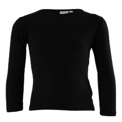 Wang Wool Plain Ls Top Black