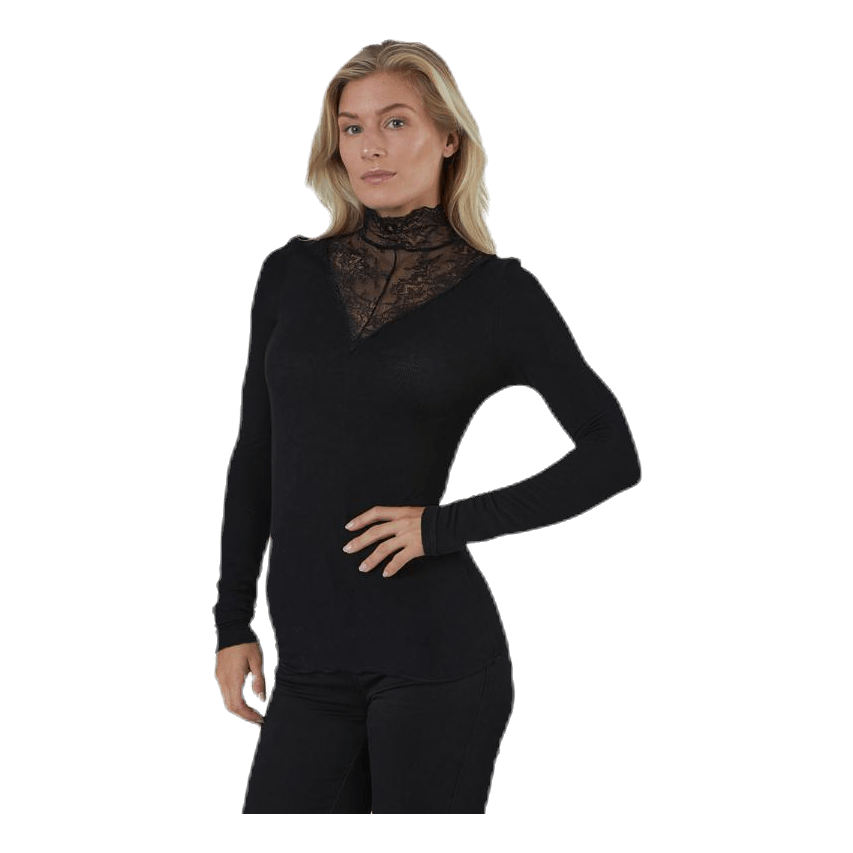 Siri Ls T-Neck Top Black