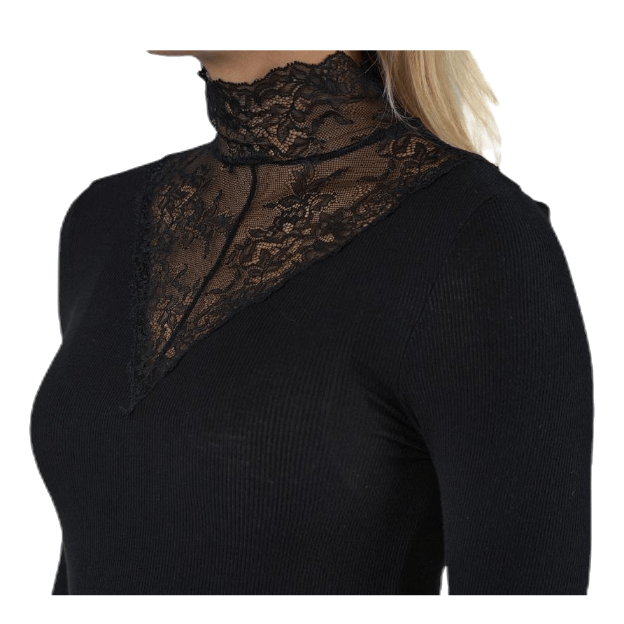 Siri Ls T-Neck Top Black