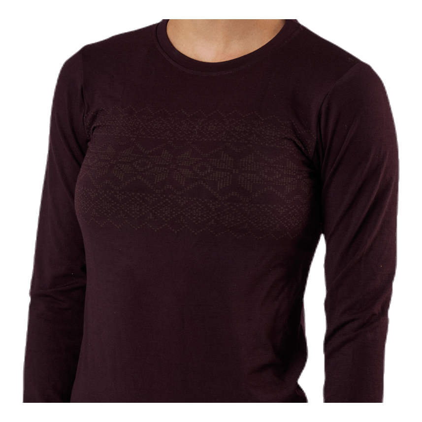 Yalia Seamless Wool Print L-S Baselayer Purple