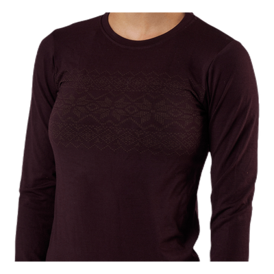 Yalia Seamless Wool Print L-S Baselayer Purple