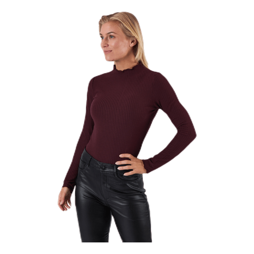 Emma L/S High Neck Top Jrs Brown