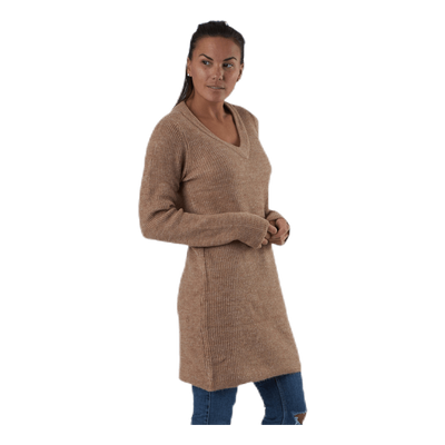 Ellen Ls V-Neck Knit Dress Beige