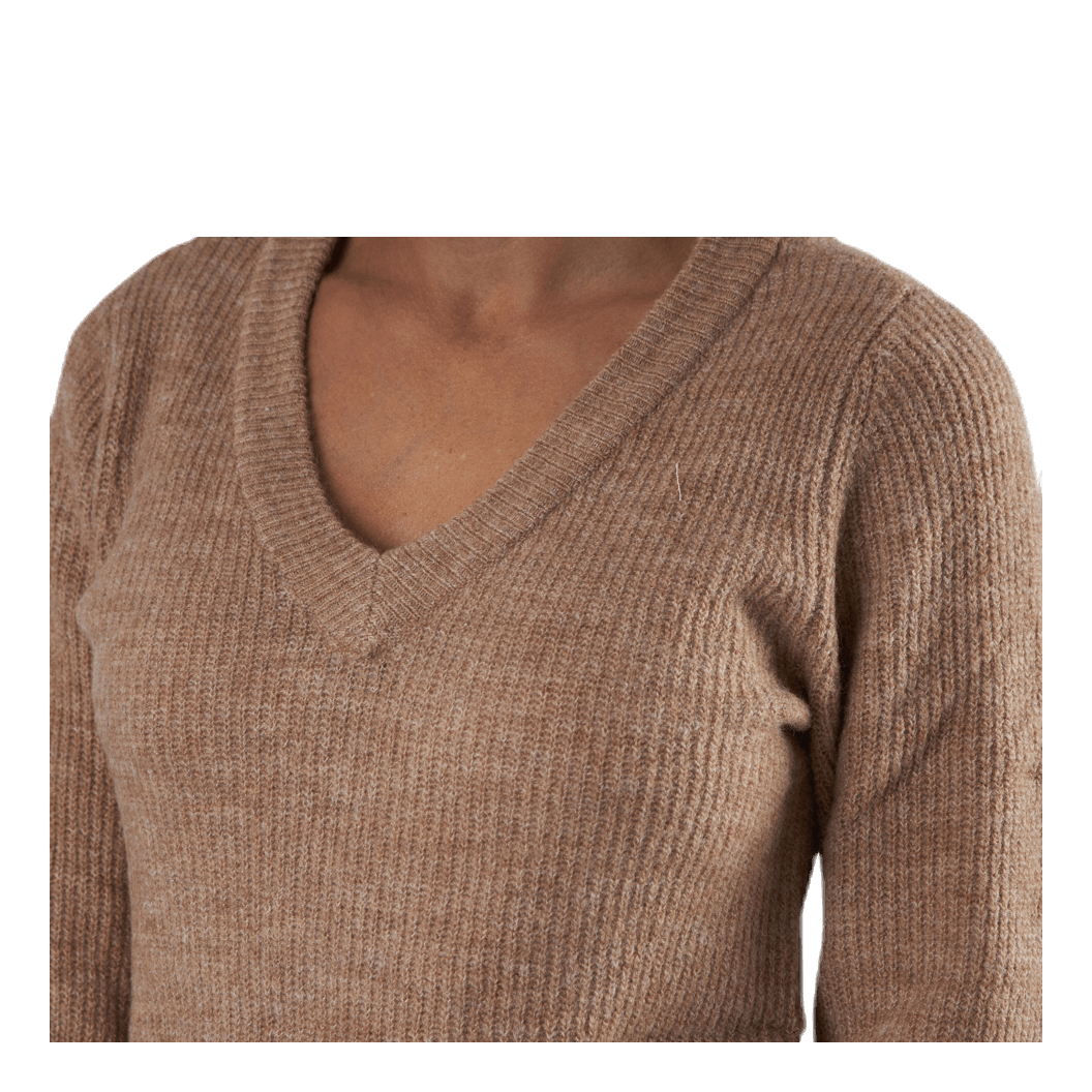 Ellen Ls V-Neck Knit Dress Beige