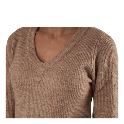 Ellen Ls V-Neck Knit Dress Beige