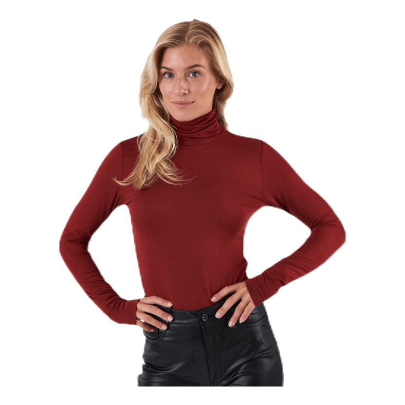 Lela Life L/S Rollneck Top Jrs Brown