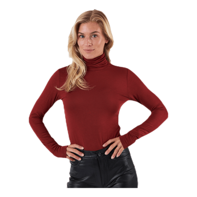 Lela Life L/S Rollneck Top Jrs Brown