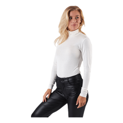Lela Life L/S Rollneck Top Jrs White