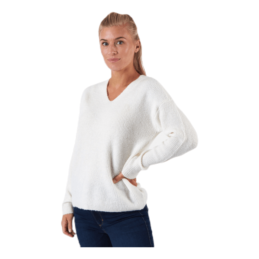 Camilla V-Neck L/S Pullover Knt White