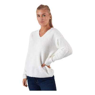 Camilla V-Neck L/S Pullover Knt White